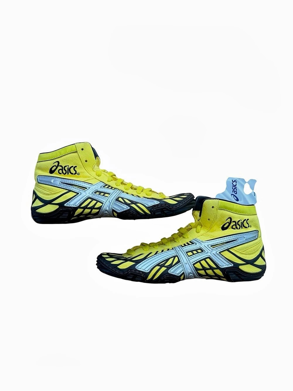 ASICS Dan Gable Ultimate Wrestling Shoes Men Size 6 Yellow Black Silver Rare VTG